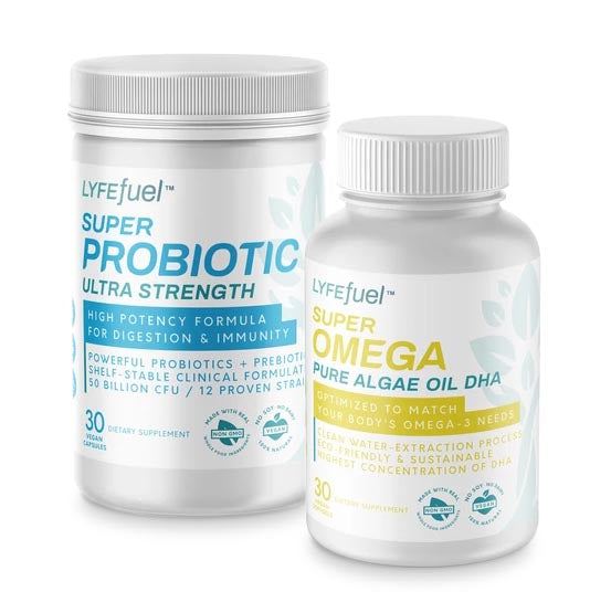 Super Probiotic: Ultra Strength and Super Omega: Pure Algae Oil DHA Supplements